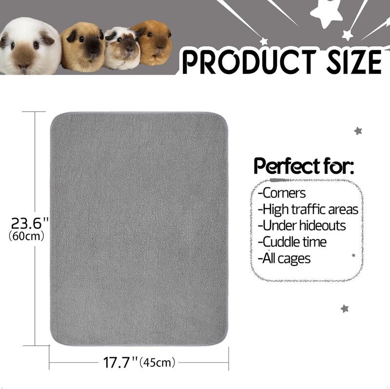 GINIDEAR Guinea Pig Cage Liner, 4 Pack - Washable, Reusable, Leakproof Fleece Bedding Pads for Small Animals with Anti-Slip Bottom - for Midwest Kitchen/17''X23'' Area, Gray - Image 3